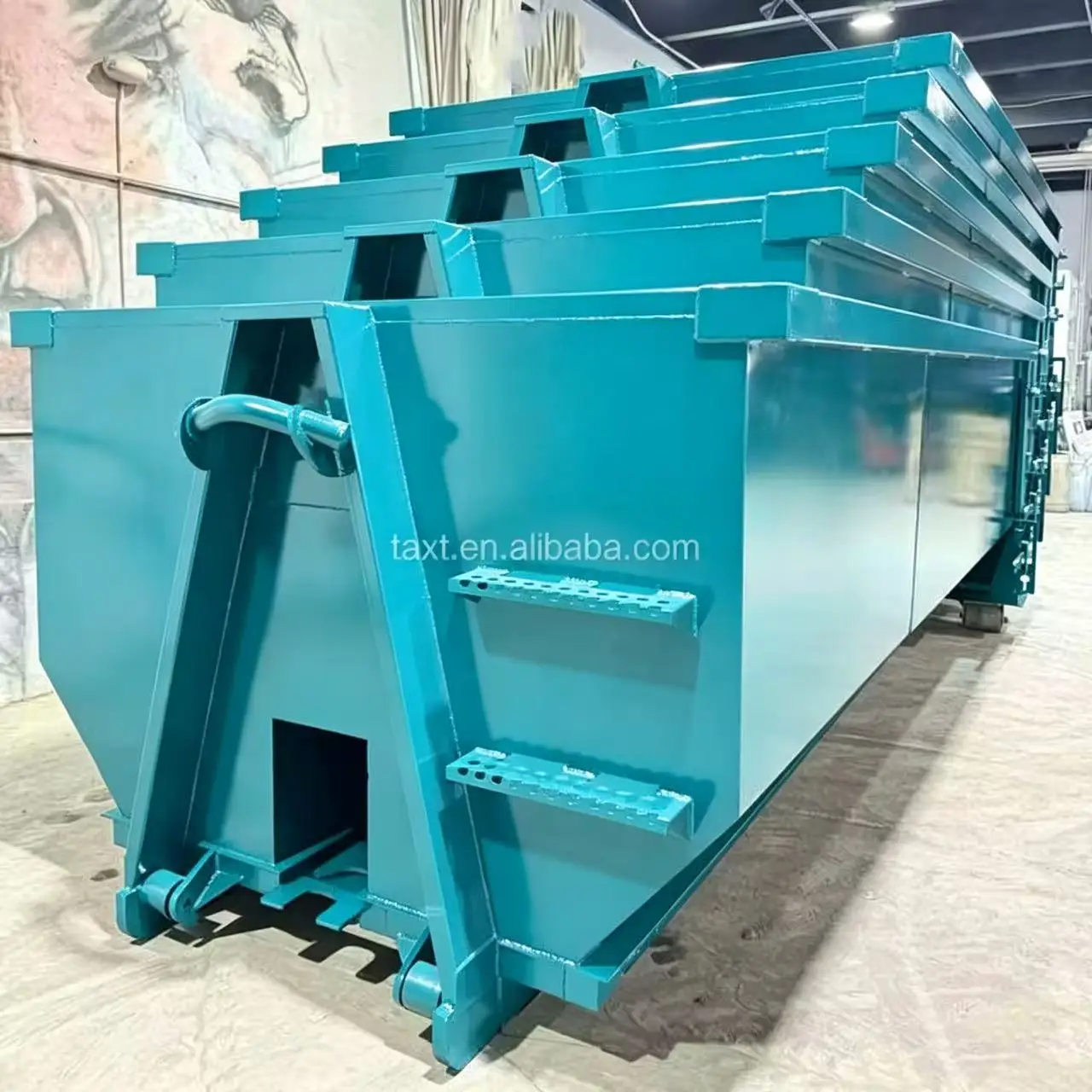 Large Construction Steel Waste Recycle Hook Lift Bin with Barn Door Heavy Reinforced Metal Hook Lift Dumpster Tub Style