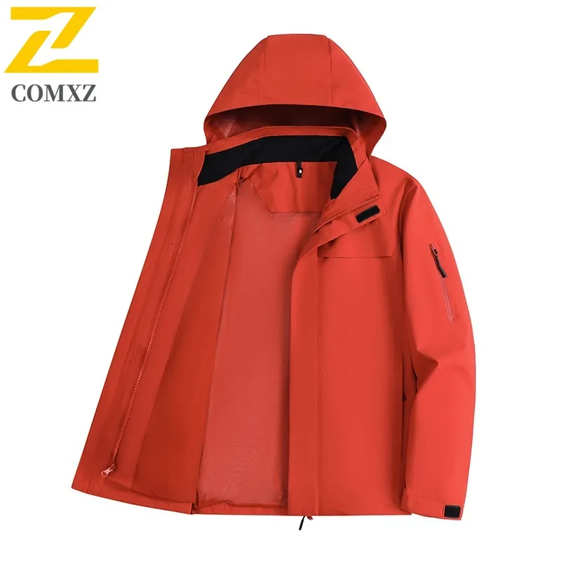 

COMXZ уличные куртки с капюшоном, однотонные водонепроницаемые мужские плащи для пешего туризма и путешествий, удобное универсальное красивое пальто для кемпинга