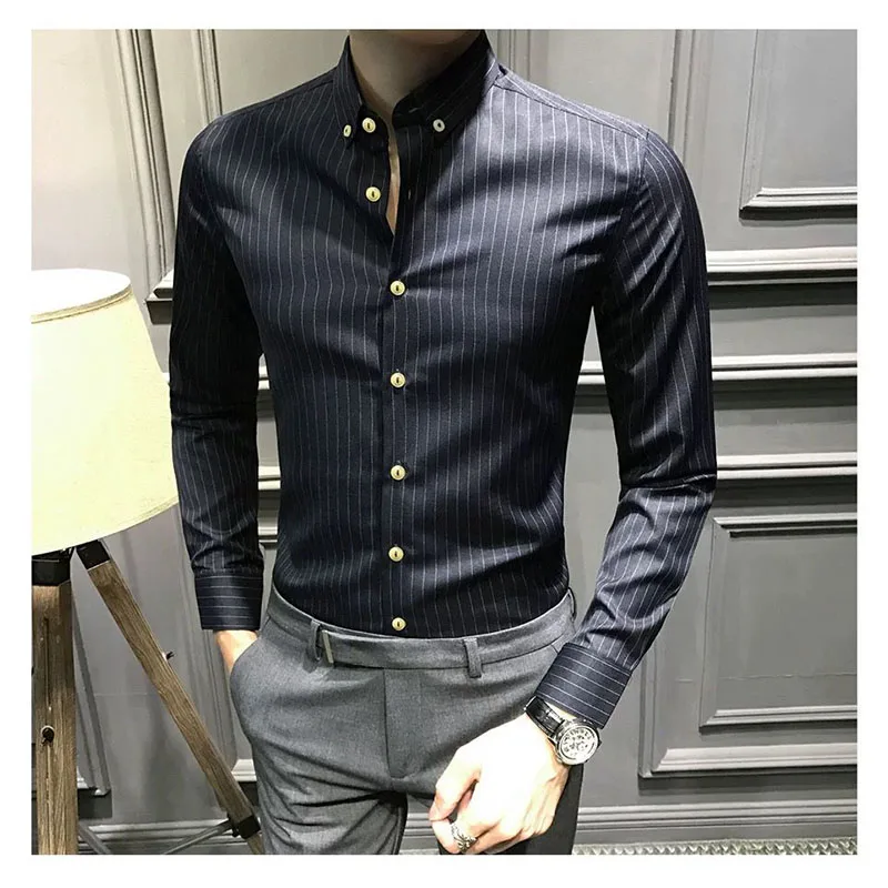 Fashion Printed Lapel Button Casual Striped Shirt Men\'s Clothing 2022 Autumn New Korean Oversized Loose Tops All-match ShirtS