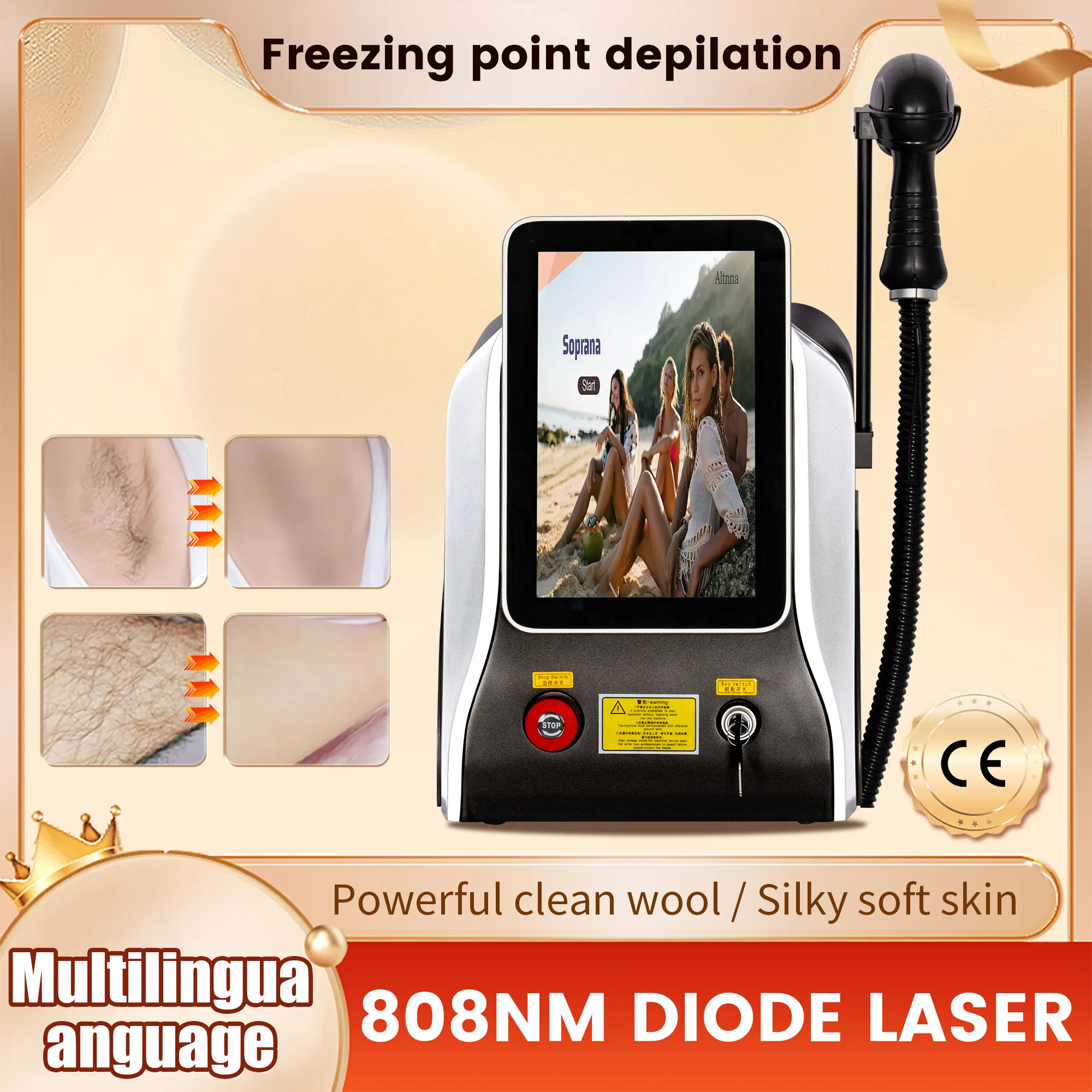 Portable Diode Ice Titanium Laser Hair Removal Machine 2024 Professional Permanent Alexandrite Laser Painless Epilator