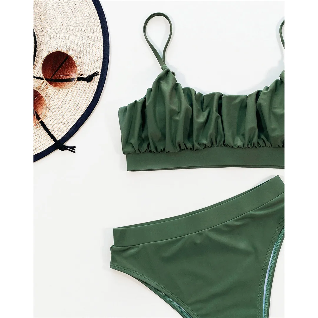 Neuer, sexy, geraffter, gepolsterter Damen-Badeanzug, Bikini mit hoher Taille, zweiteiliges Bikini-Set, Badebekleidung, Badeanzug, Modell V3191. – Detail 18