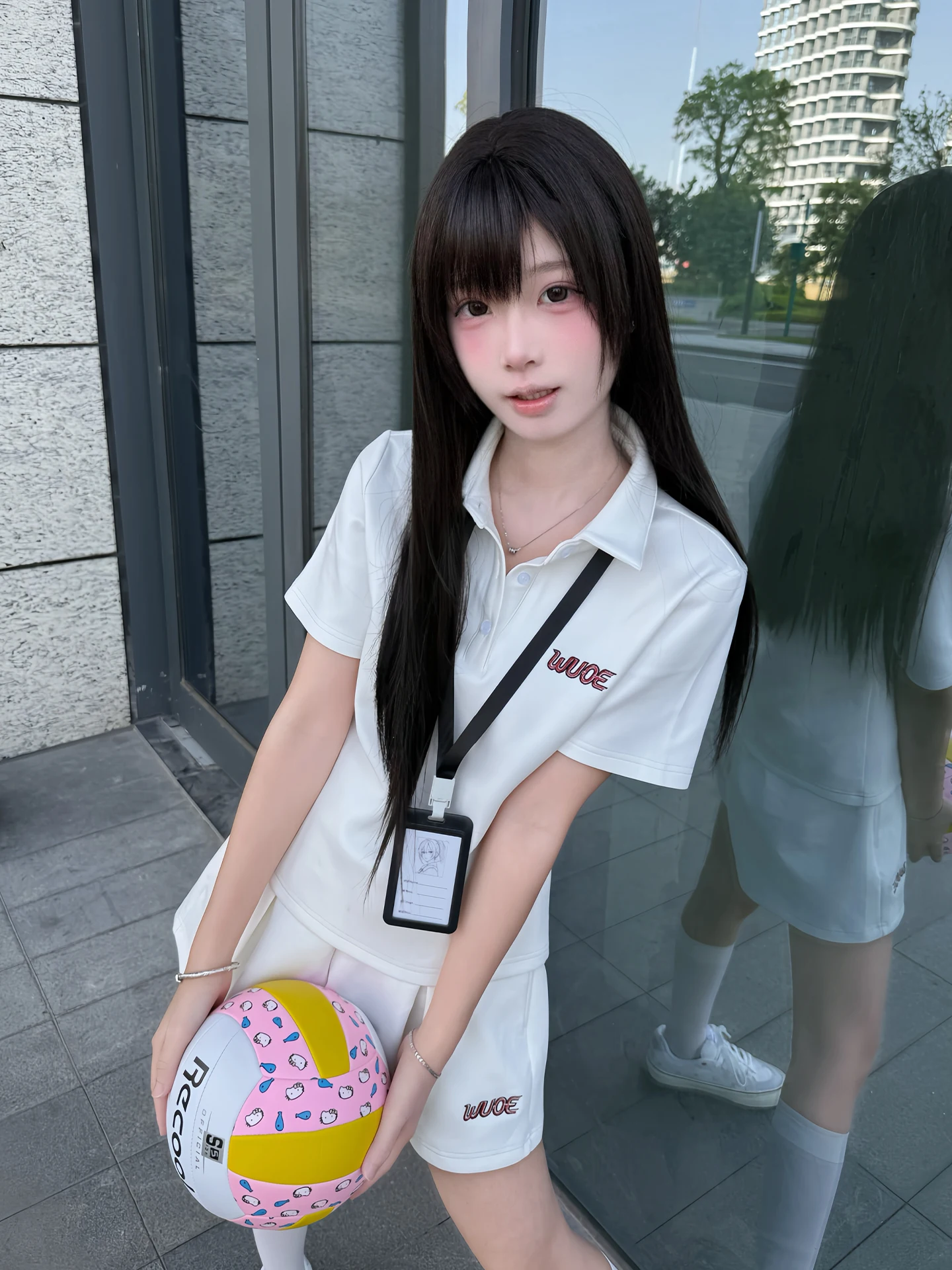 

Original Casual Sport Safety Skirt Shirt Set Short Sleeve Breathable Cotton Polyester Blend mid Waist Shorts Summer