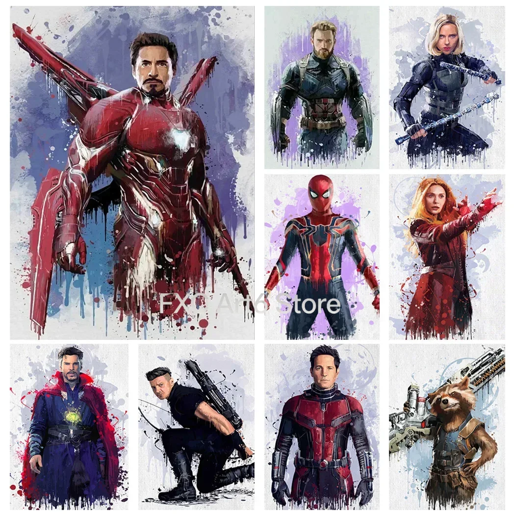 1 Stück rahmenloses Marvel Avengers Wandkunst-Poster „Guardians of The Galaxy“ als Heimdekoration für verschiedene Räume, Superhelden-Leinwand im Tintenstil, P