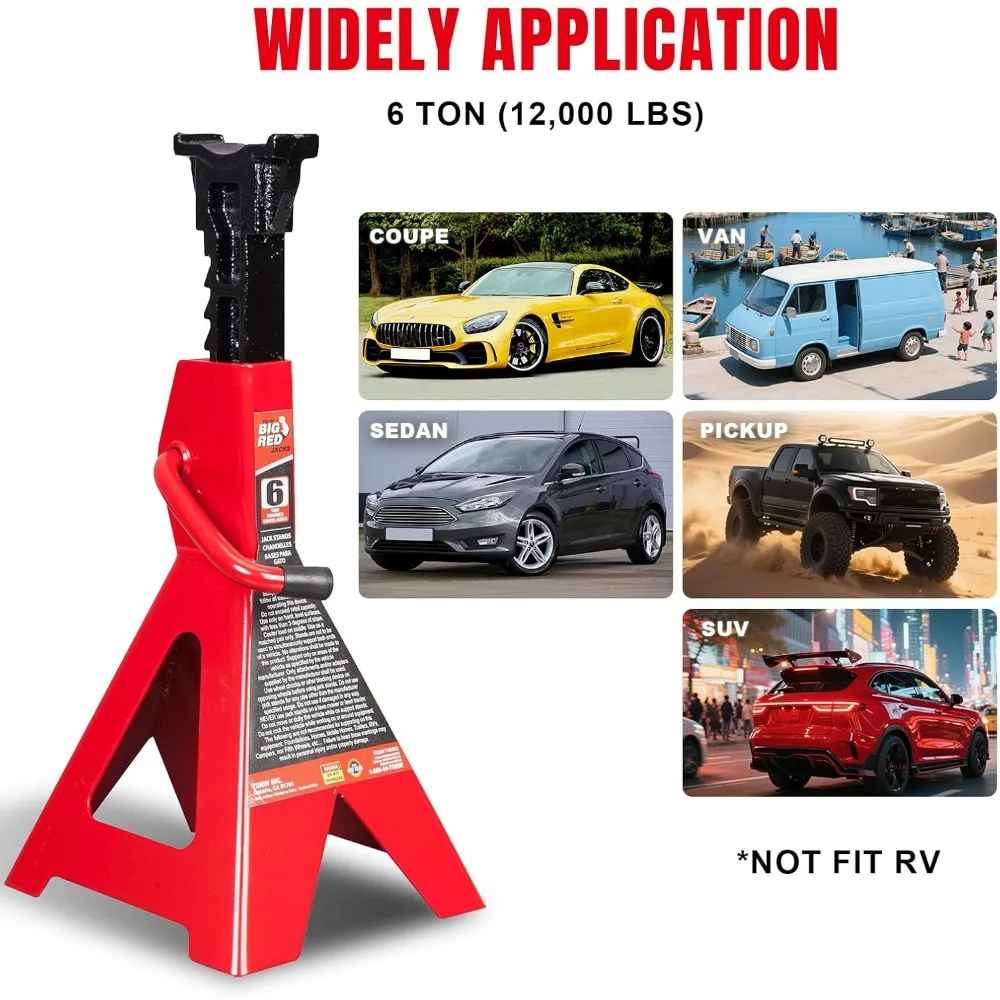 حامل جاك توبين ستيل: سعة 6 طن، أحمر، مجموعة من 2