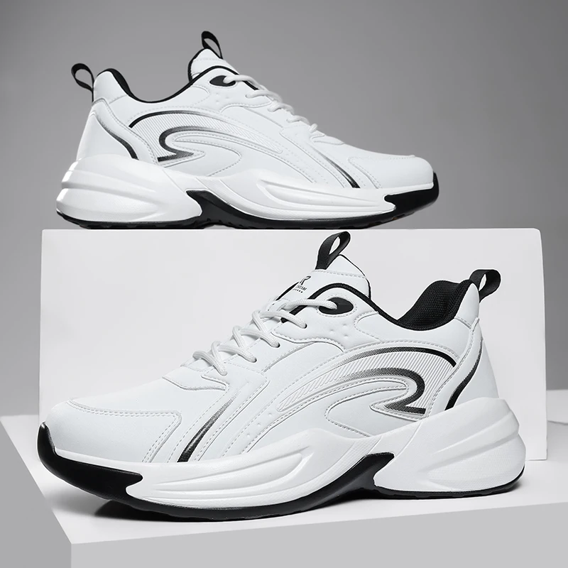 

Sports and leisure shoes, men's shoes, marathon oversized air cushioned shoes, fly woven all season rubber, wear-resistant, anti