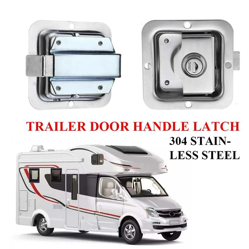 2X Stainless Steel Truck RV Tool Box Locks Trailer Door Paddle Handle Latch Anti-Theft Paddle Locks With 4 Keys