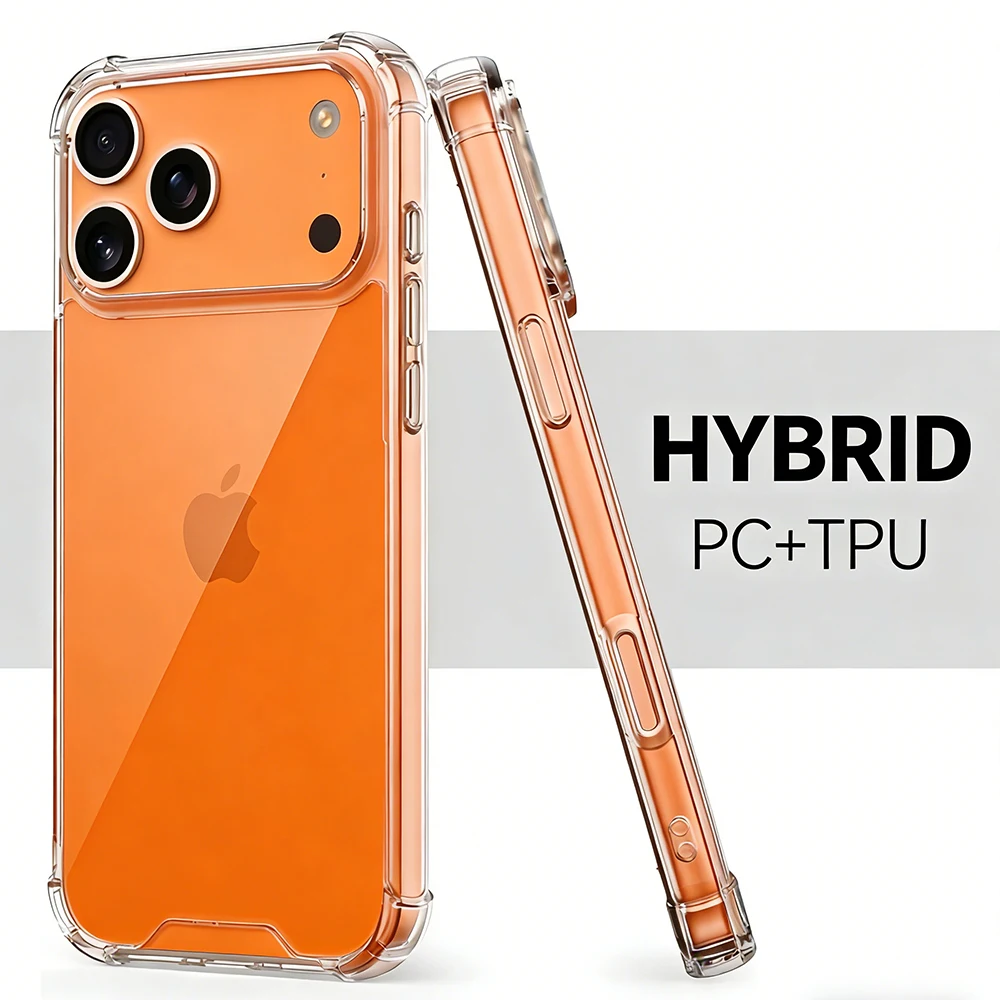 Hybrid PC+TPU Shockproof Hard PC Case For iPhone 17 Air 17E 16 16E 15 14 Plus 13 Pro Max C