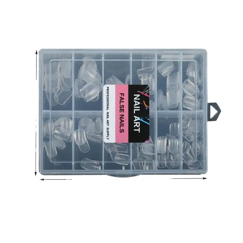 216 pièces presse sans couture sur faux ongles conseils Transparent couverture complète pointe d'ongle demi-mat Long cercueil amande ongles artificiels