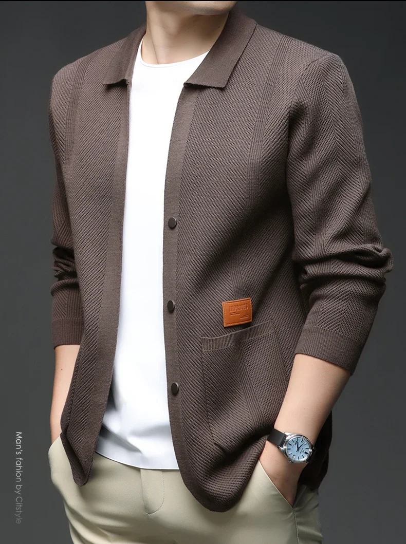 Pierre Cardin Cardigan lavorato a maglia a maniche lunghe autunno 2025 da uomo Capispalla versatile alla moda con mantella