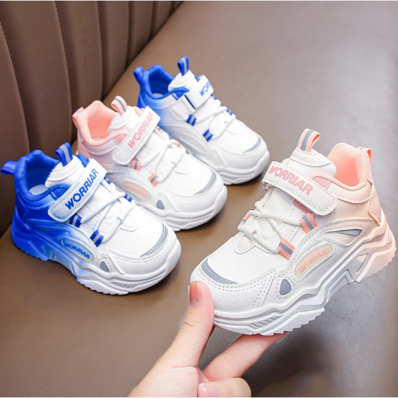 3-12 Years KIDS Sports Shoes Light Sneakers Boys Girls Soft Sole Leather surface Breathable casual Running Shoes 26-37