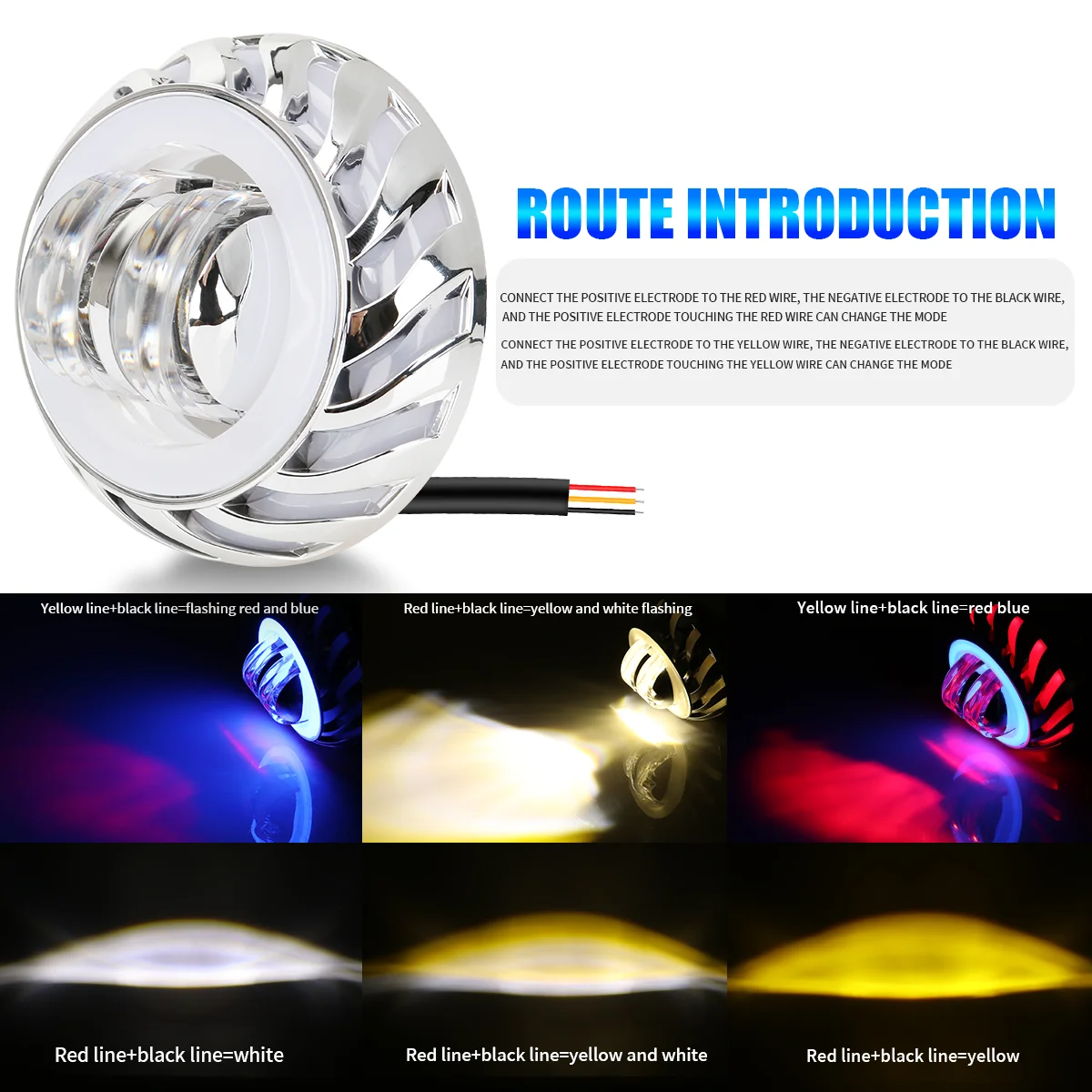 Motorcycle Headlight LED Angel Devil Eyes Flash Headlight Projector Lens High/Low Beam Strobe Spotlight DRL Dual Halo Lamp