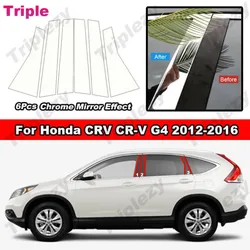 Glossy Chrome Mirror Effect Car Door Window Center Column Middle B C Pillar Post Cover Trim PC Material Sticker For Honda CRV G4