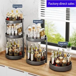 360° Rotatable Spice Rack Carbon Steel Kitchen Cabinet Organizer Shelf Cabinet Pantry Rotating Seasoning Storage Holder Stand