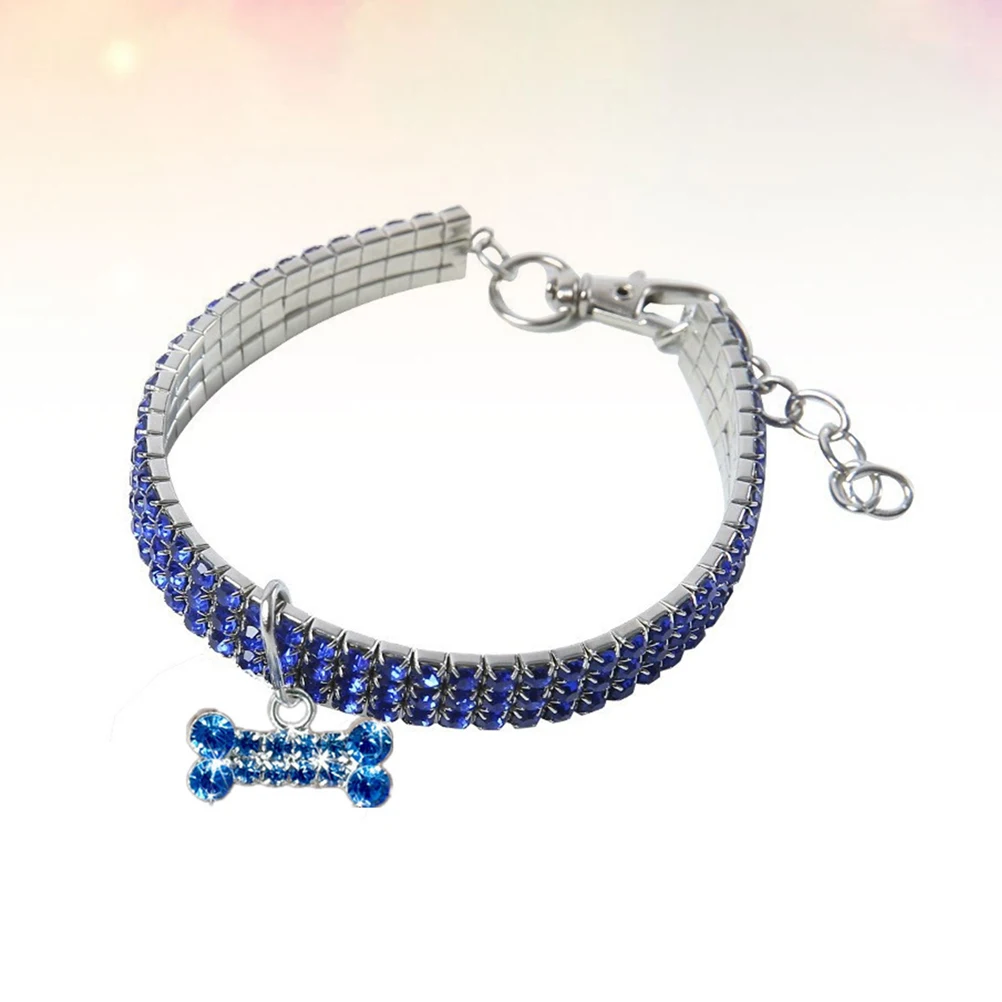 

Pet Collar Rhinestone Dog Necklace Cat Supplies Chain Elastic Comfort Shiny Bone Pendant Bright Color Design Unique Party Dog
