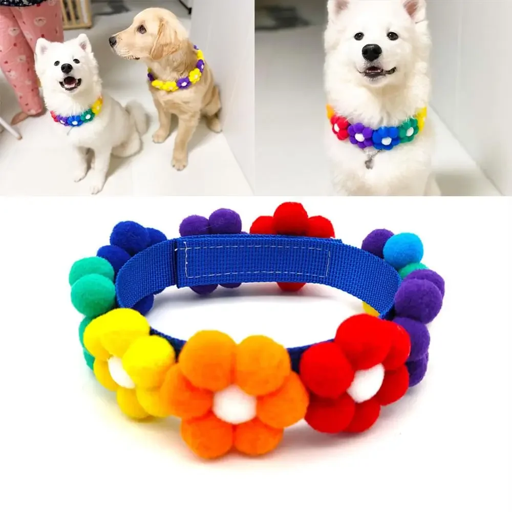 Smiling Cheese Korean Fashion Soft Pet Dog Cat Flower Necklace  Decoration Collar for Dogs Cats Puppy Kitty Decoration Shiba Dog