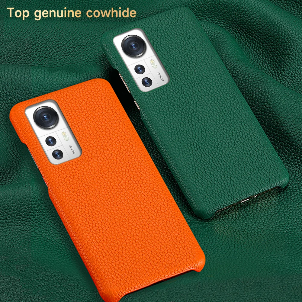 Genuine Cowhide Leather Phone Case for Xiaomi Mi 13T Pro Poco X6 Pro Redmi Note 13 Pro Plus Half-Inclusive Protection Back Cover