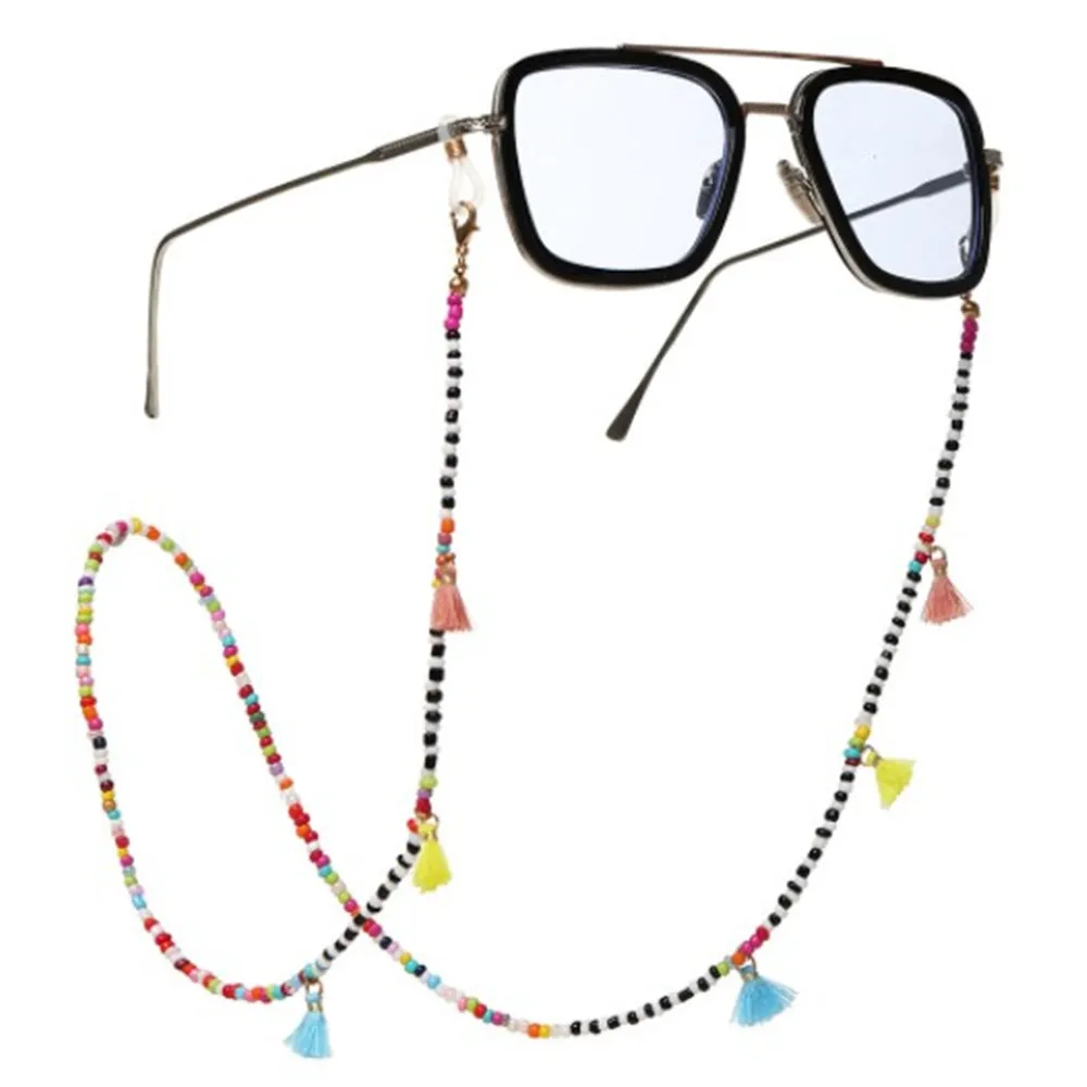 Multi-color Beaded Glasses Chain Anti-lost Lanyard Mask Strap Chain Necklace Tassel Hanging Glasses Chain Daily Jewelry Accessor