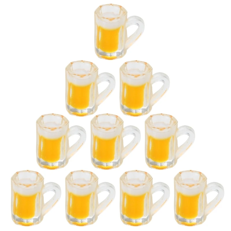 10pcs Mini Beer Cups Model Resin Beer Glass  House Decor Miniatures  Garden Decorations Gift for Children Kids