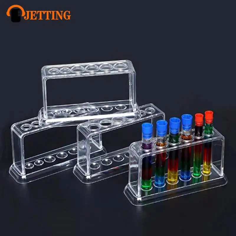 1PC Plastic Clear Test Tube Rack 6 Holes Stand Lab Test Tube Stand Shelf School Supply Laboratory Equipment