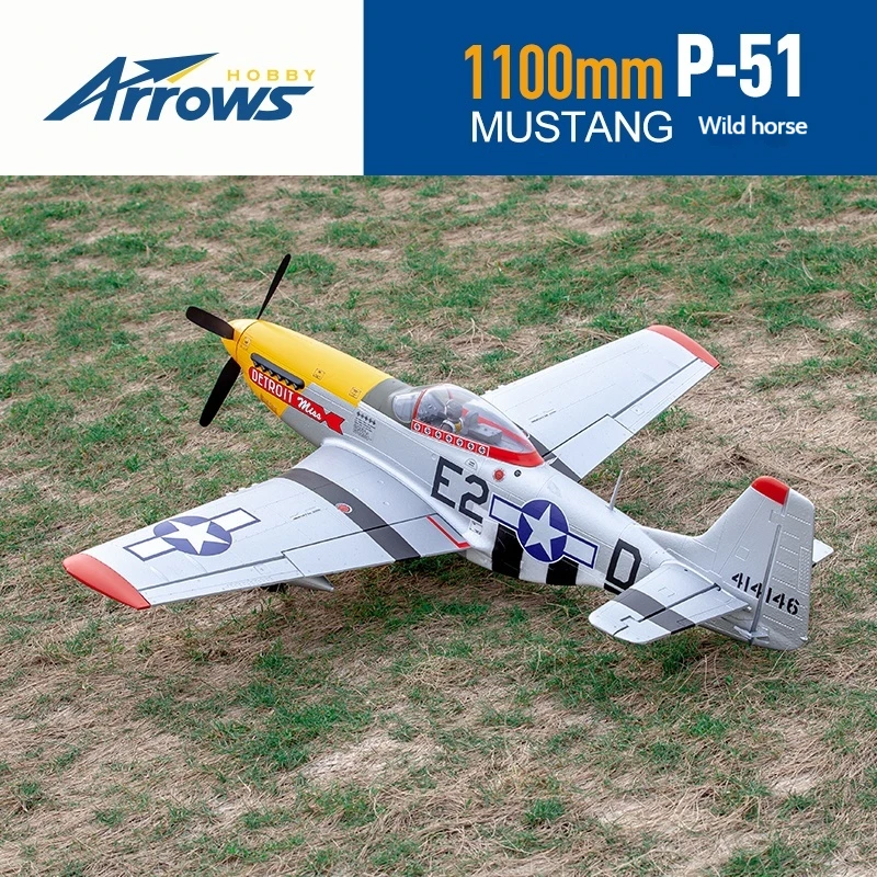 2025 سهام Rc1.1 جناحيها P-51 رسمت حديثا موستانج ثابت الجناح طائرة نموذجية طائرة كهربائية للتحكم عن بعد
