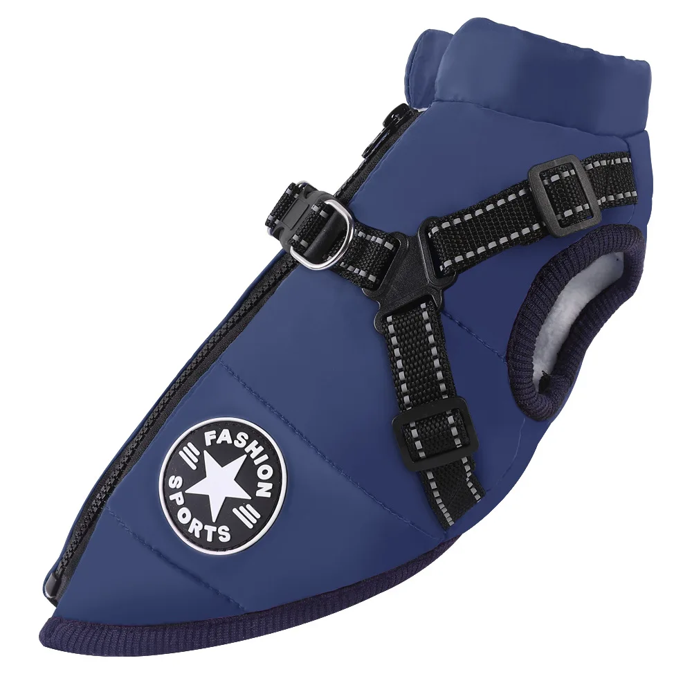 Waterdichte warme hondenjas vest winter hondenkleding met harnas Franse Bulldog jas huisdierkostuum voor kleine en grote honden Chihuahua
