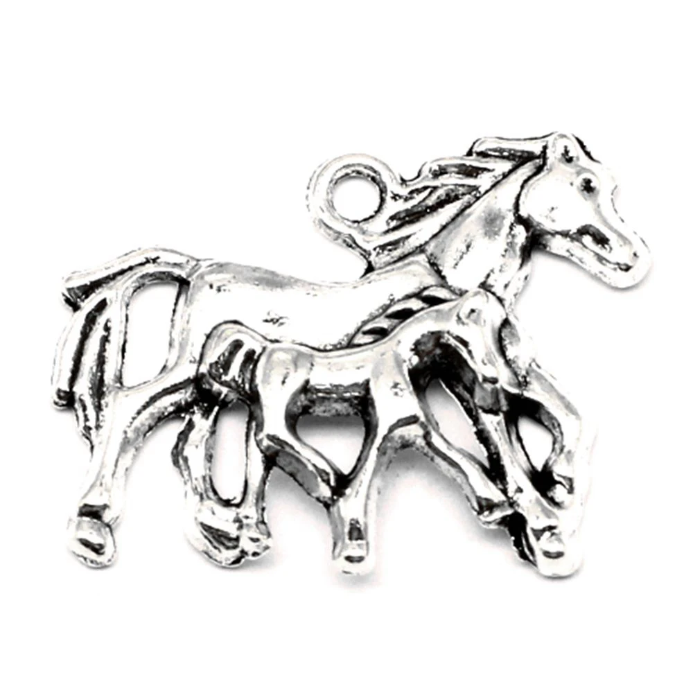 45pcs Wholesale Jewelry Lots Mother And Child Horse Charms Pendant Supplies For Jewelry Materials 22x28mm