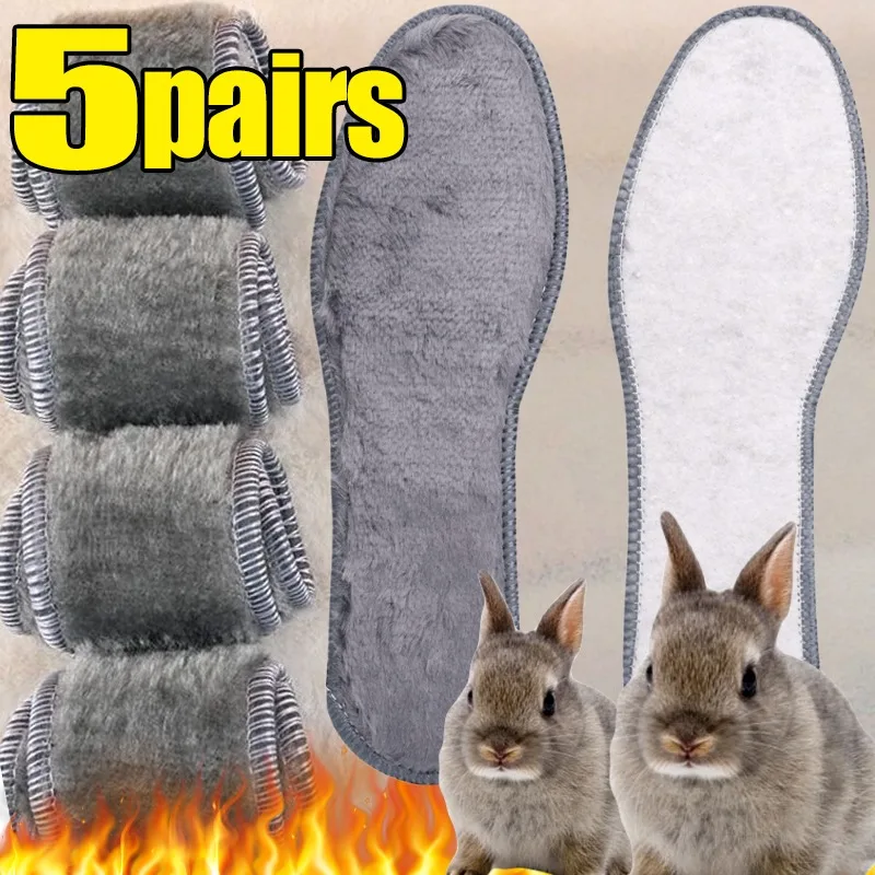 

1-5 пар теплых стельок для зимы, термостельки из искусственного кроличьего меха для мужчин и женщин, утепленные фетровые дышащие зимние ботинки, моющиеся подушечки
