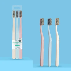 3-Pack Adult medium to hard manual toothbrush Matte handle Nylon bristle brush headextra harder for deep cleaning