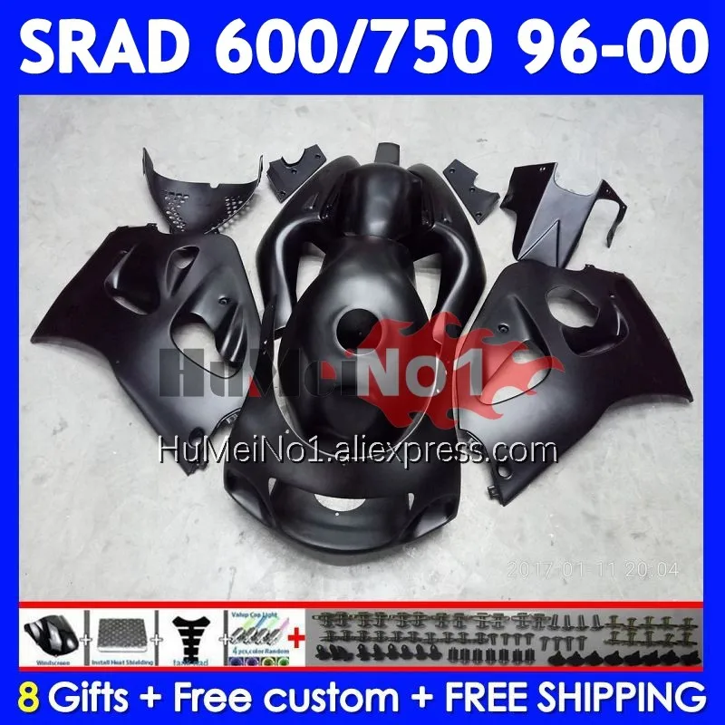 Body For SUZUKI SRAD GSXR 750 600 Flat black GSX-R600 101No.57 GSXR750 GSXR600 96 97 98 99 00 1996 1997 1998 1999 2000 Fairing