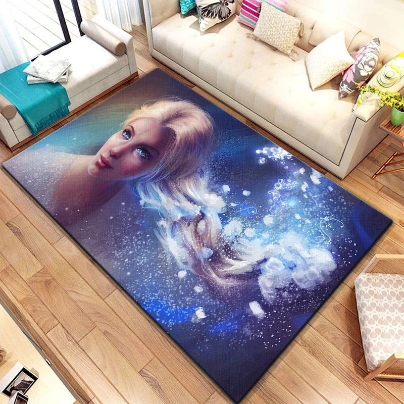 Frozen Rugs Fashion 3D Printing Anime Elsa Carpets Cartoon Living Room Bedroom Large Area Soft Home Children\'s Room Floor Carpet