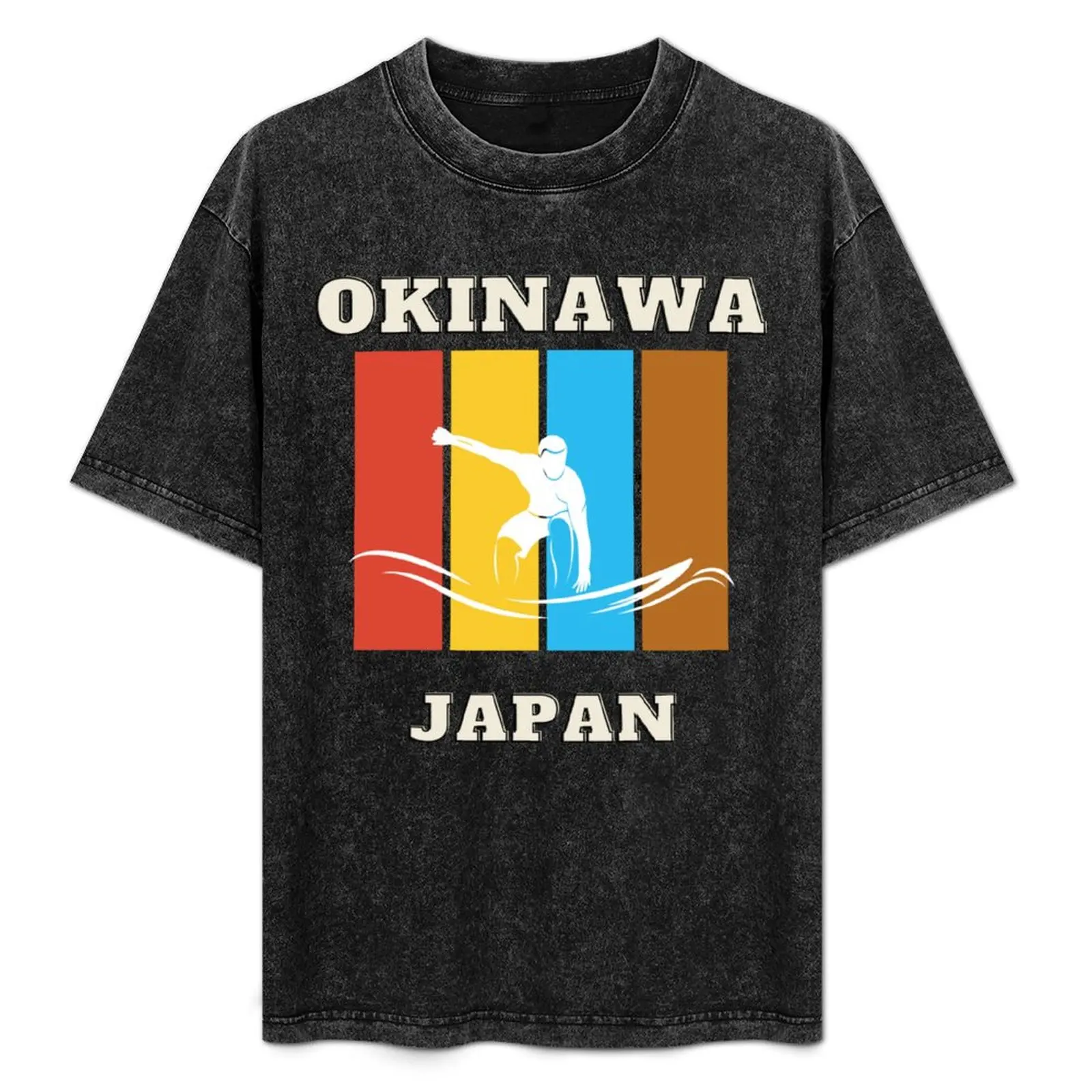 

Okinawa Design T Shirt - Surf Japan Summer Retro T-Shirt Casual Light Summer Short Sleeve Top