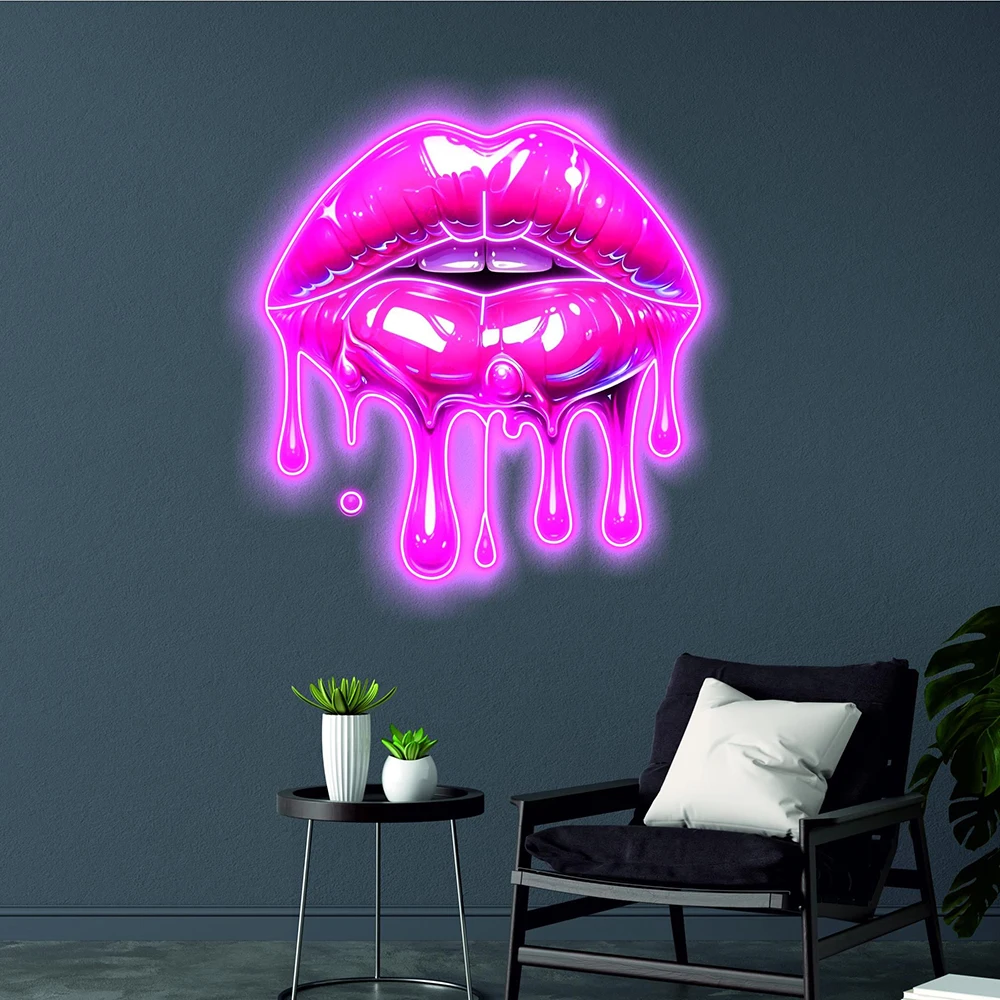 

Dripping Lips Neon Sign Handmade Custom Acrylic Artwork Led Neon Light Beauty Wall Art Bedroom Living Room Decoration Neon Sign