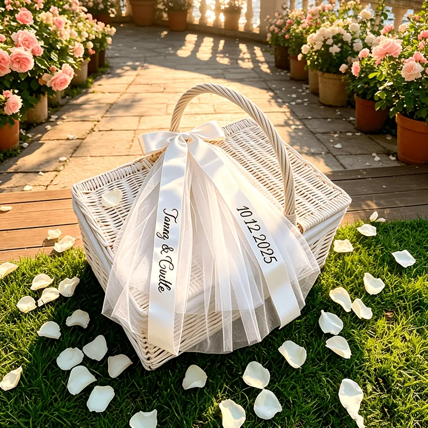 1 Custom Wedding Bow Headpiece, French-Style Wedding Proposal Ceremony, White Small Headpiece for Wedding Banquet, Double-Layered Bow Hairband, Personalized Name and Date, Custom Bridal Veil for Bachelorette Party, Bri