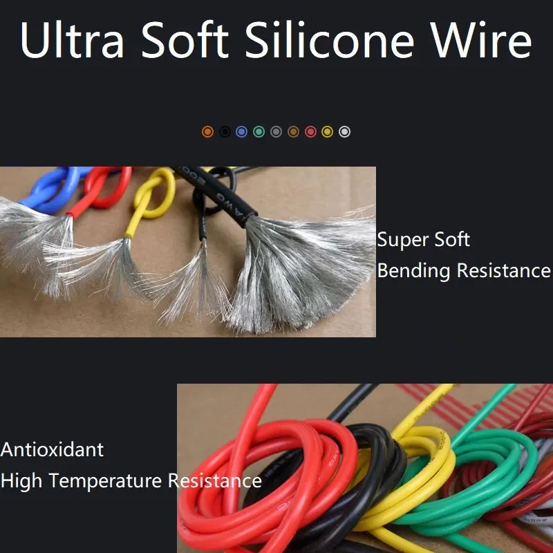 1M/5M Heat-resistant cable 30 28 26 24 22 20 18 16 15 14 13 12 10 AWG Ultra Soft Silicone Wire High Temperature Flexible Copper