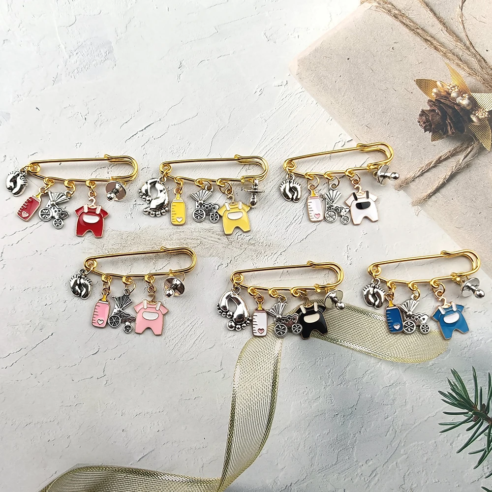 6 Style New fashion baby Stroller baby Bottle baby Clothes Pacifier Foot Theme Brooch Mother's Day Commemorative Pin Jewelry