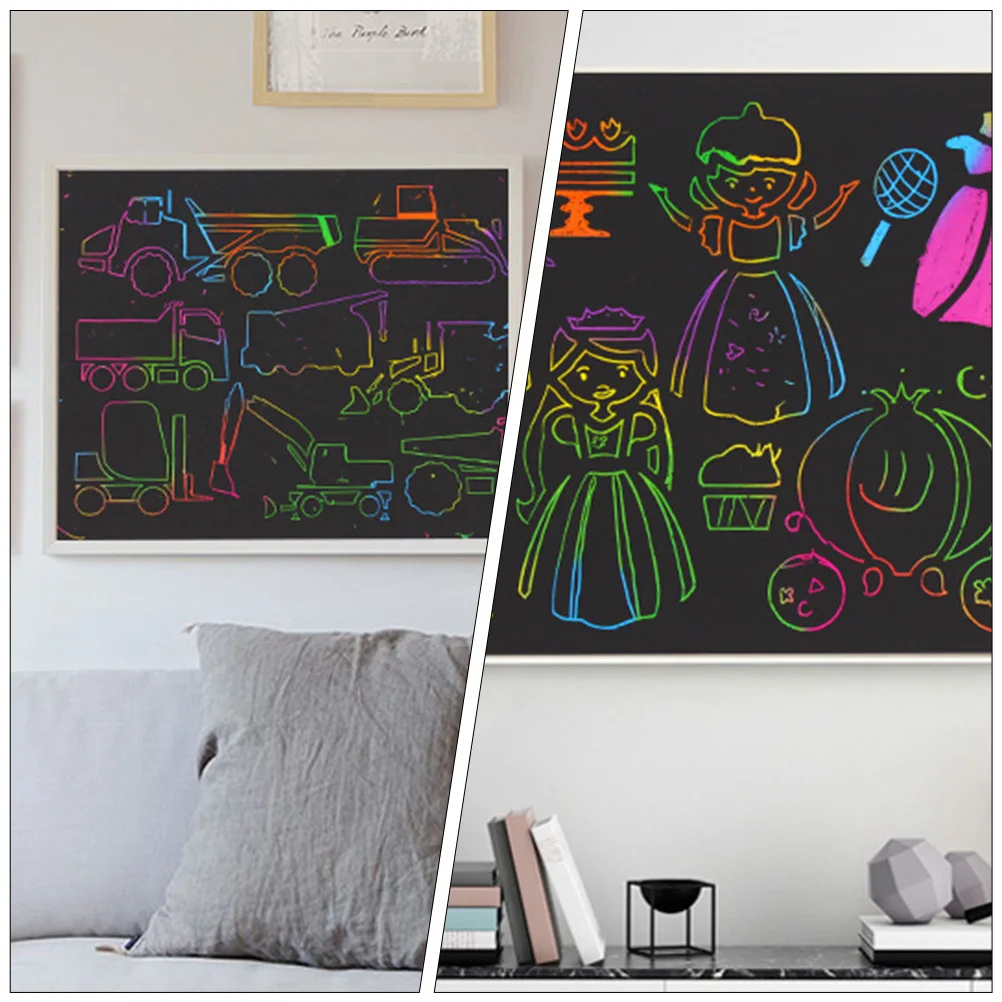 

55Pcs Scratch Boards DIY Craft Sheets Educational Drawing Supplies for Kids Kindergarten Classroom Creativity