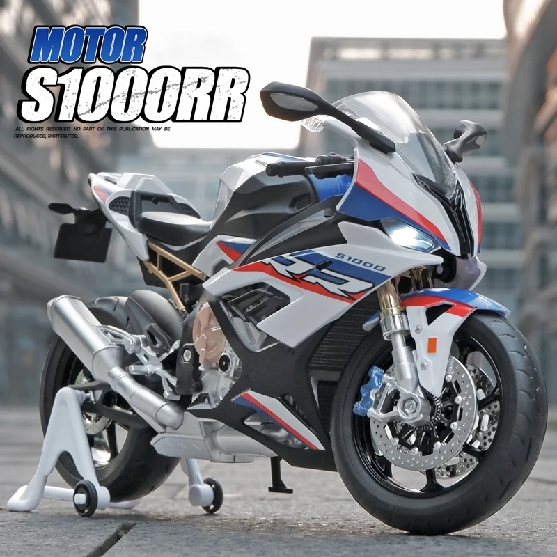 1:9 BMW S1000RR Large Size Alloy Die Cast Motorcycle Model Toy Vehicle Collection Carrying Lighting Off Road Autocycle Toys Car