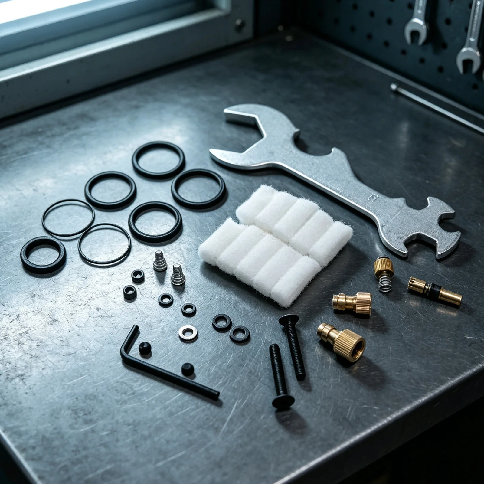 Copper Piston Based Air Pump Repair Kit 37 Piece Set for High Pressure System Maintenance and Component Replacement