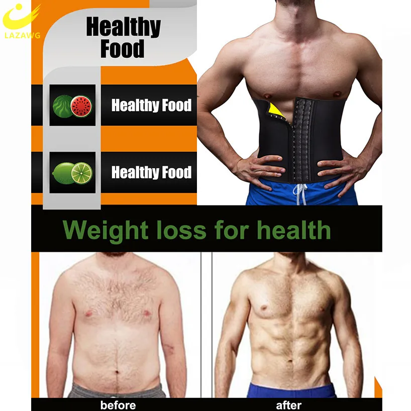 LAZAWG Waist Trainer for Men Sauna Girdles Weight Loss Belt Neoprene Band Belly Cincher Body Shaper Fat Burner Slimming Gym