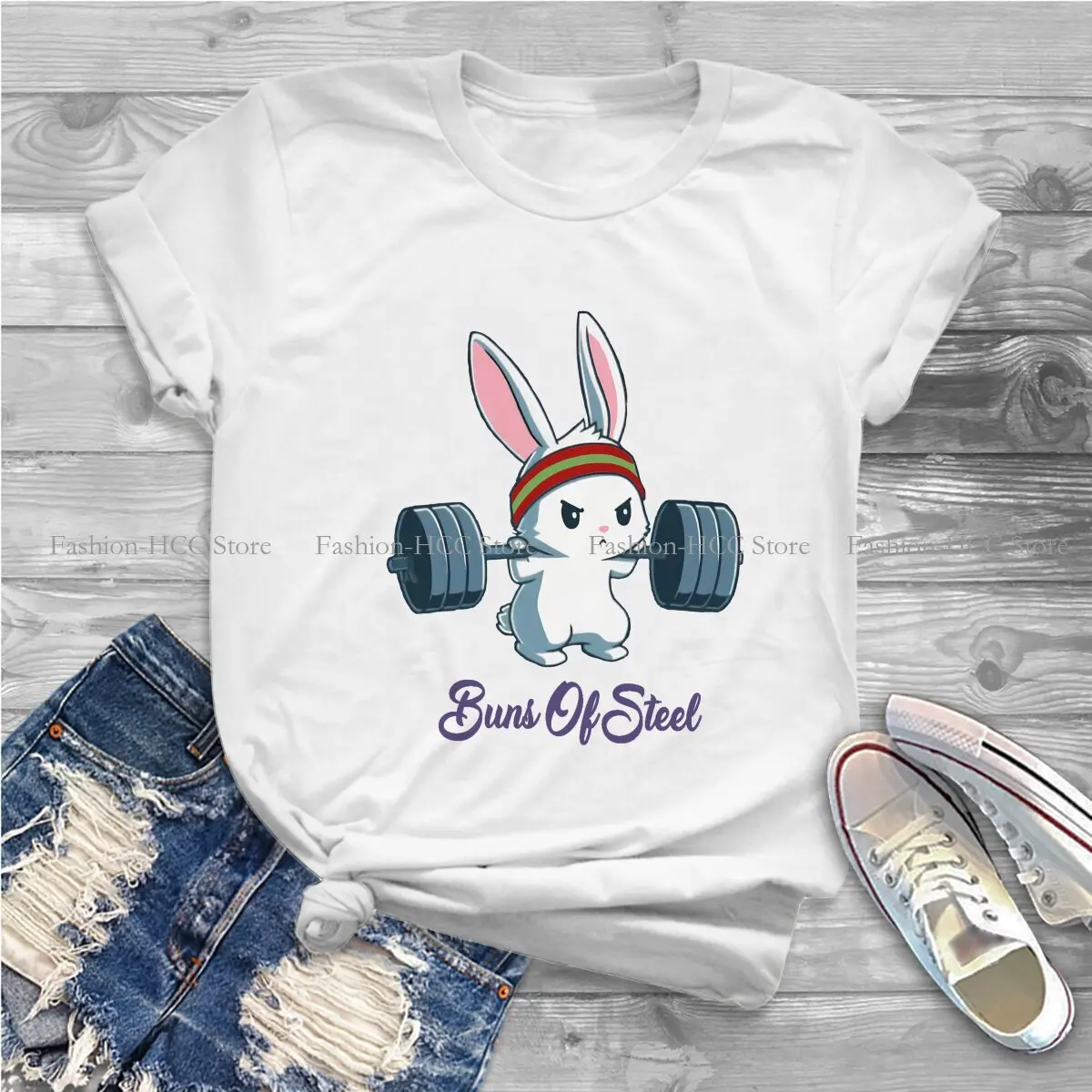 Buns Of Steel Fitness Style Polyester TShirt Rabbit Animal Pattern Comfortable Hip Hop Gift Clothes T Shirt Short Sleeve