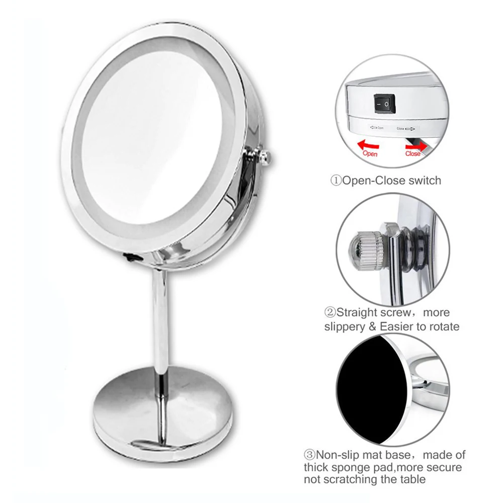 

Desktop Makeup Cosmetic Mirror Led Light Vanity Mirror Makeup Mirror With Light USB Charging 5X/10X Magnifying