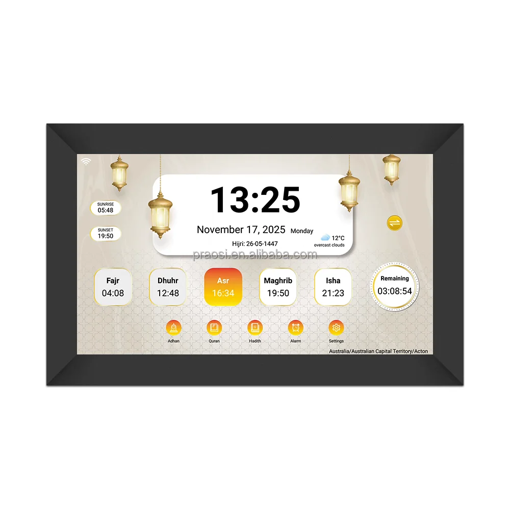 15.6-Inch WiFi Smart Digital Photo Frame Islamic Quran and Sanil Player Muslim Prayer Azan Bell