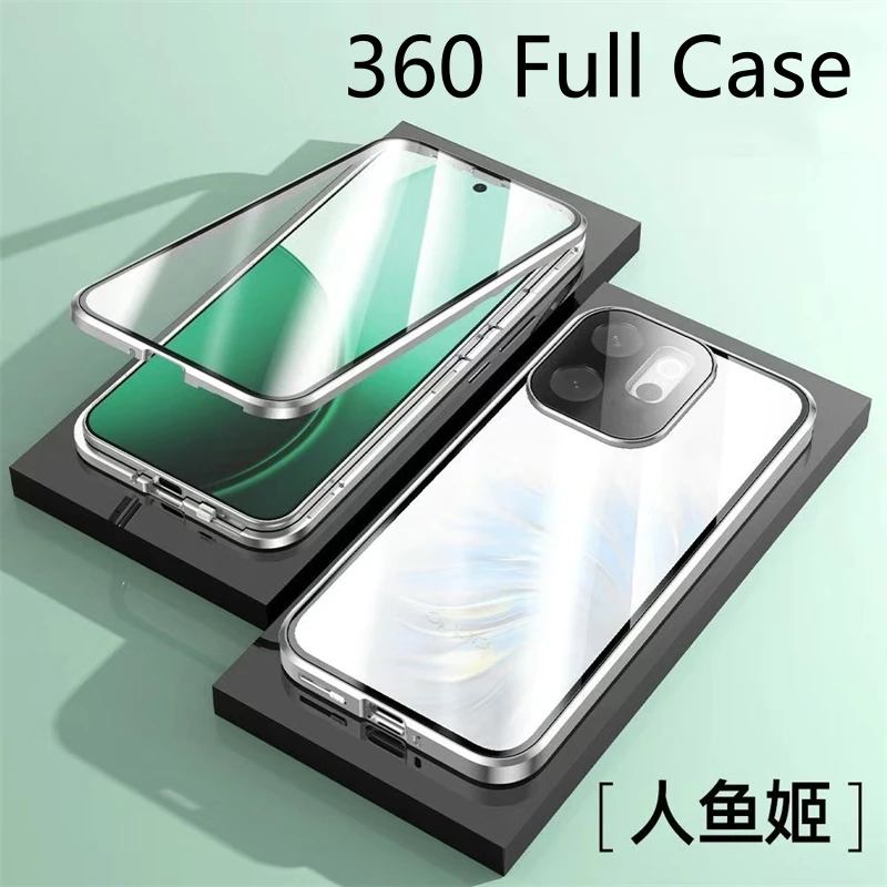

360 Full Case For Oppo Reno 14 FS Reno14 F 5G Double Sided Magnetic Adsorption Metal Tempering Glass Phone Cover Shell