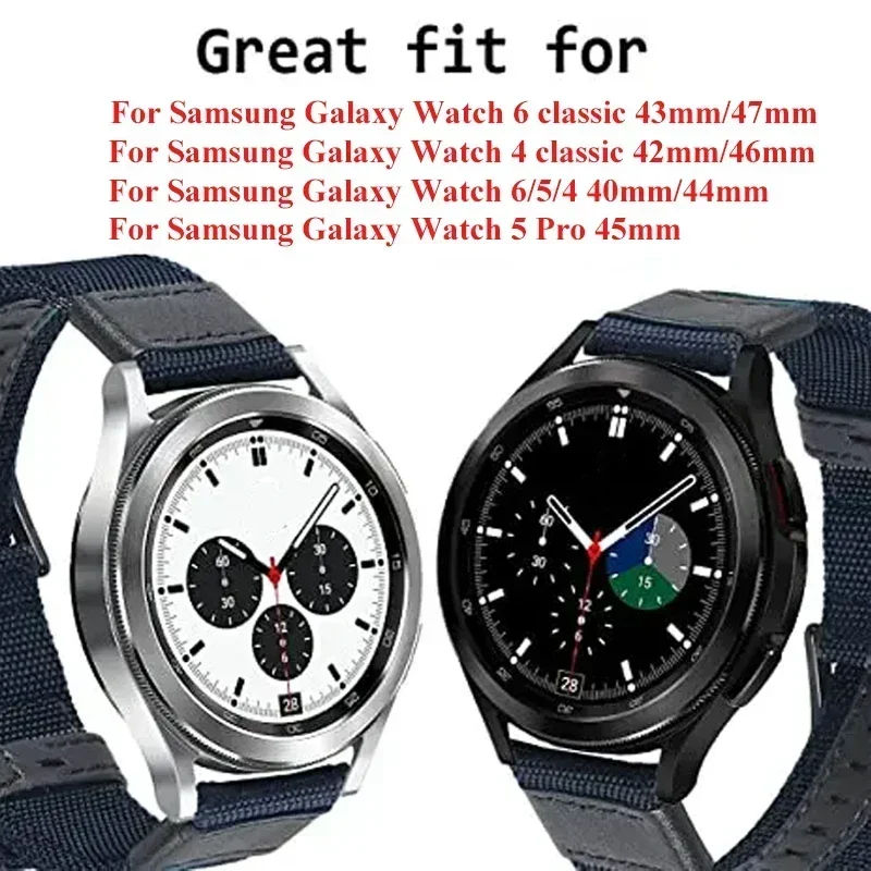 Нейлоновый ремешок без зазоров для Samsung Galaxy Watch 6 5 4 40 мм 44 мм Band 6 Classic 47 мм 43 мм Быстросъемный браслет Watch 5 Pro 45 мм Correa