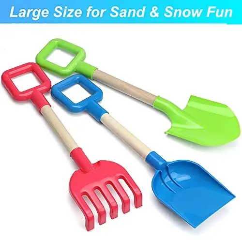 Pelle de plage pour enfants, 3 pièces, râteau, jeu de plage, ensemble de jouets de sable, pelle à sable intégrée, jouet de neige, cadeau pour enfants