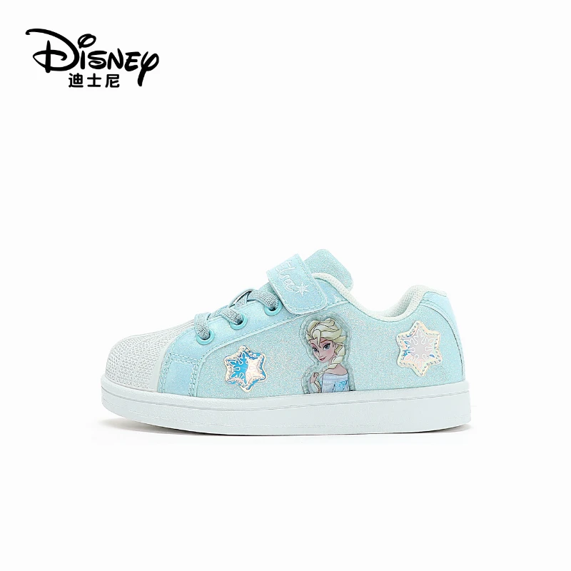 Disney Children\'s Casual Shoes Shell Toe Spring Girls Soft Sole Breathable Fashion Frozen Princess Elsa Pink Blue Shoes Size 35