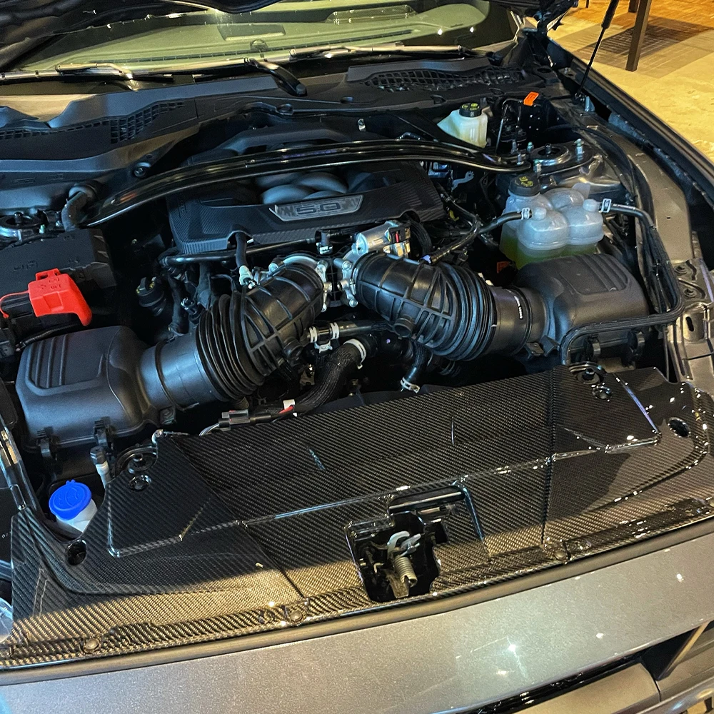 ل Fd موستانج S650 GT دارك هورس 2024 + المبرد لوحة التبريد لوحة استبدال الداخلية تقليم ألياف الكربون الجافة الحقيقية #2