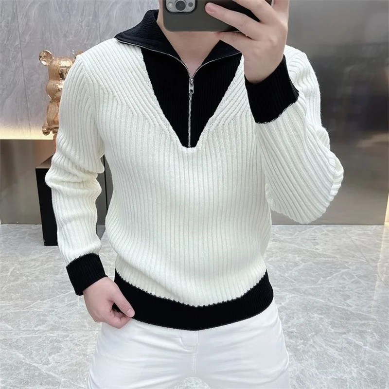 

Осенние мужские свитера-гольфы, трикотажные пуловеры, однотонные свитера с длинными рукавами, повседневные теплые куртки для мужчин