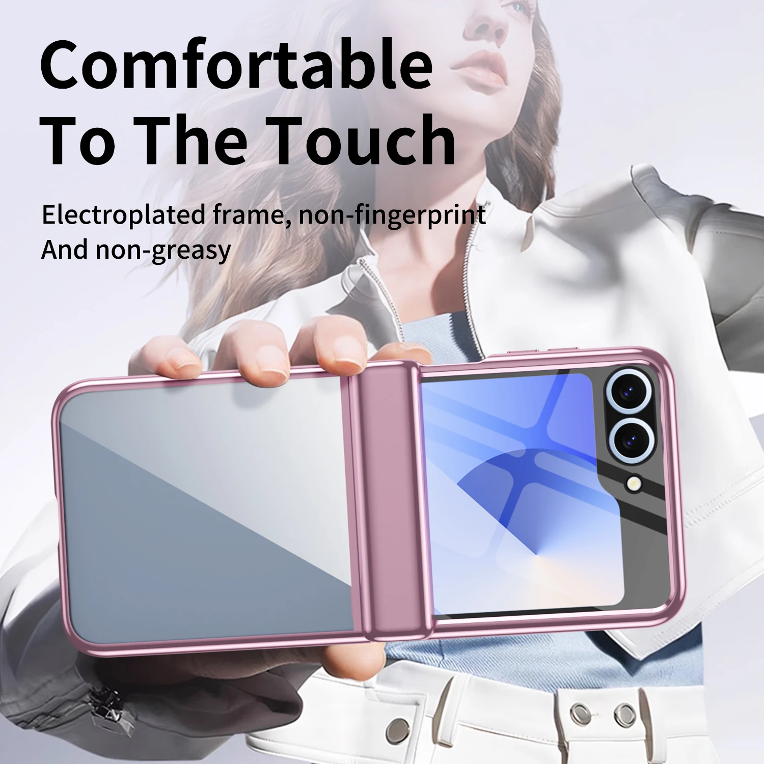 For Samsung Galaxy Z Flip 6 5 Case Ultra Thin Transparent Electroplated Folding Hinge with Mirror Film Shockproof PC Hard Cover