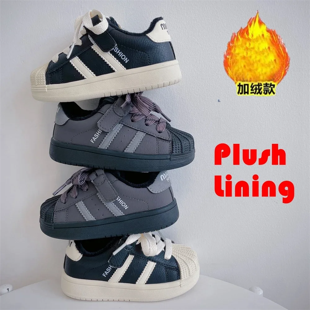 

Kids winter warm casual shoes boys and girls plush soft bottom outdoor sports shoes children's shoes kids canvas shoe